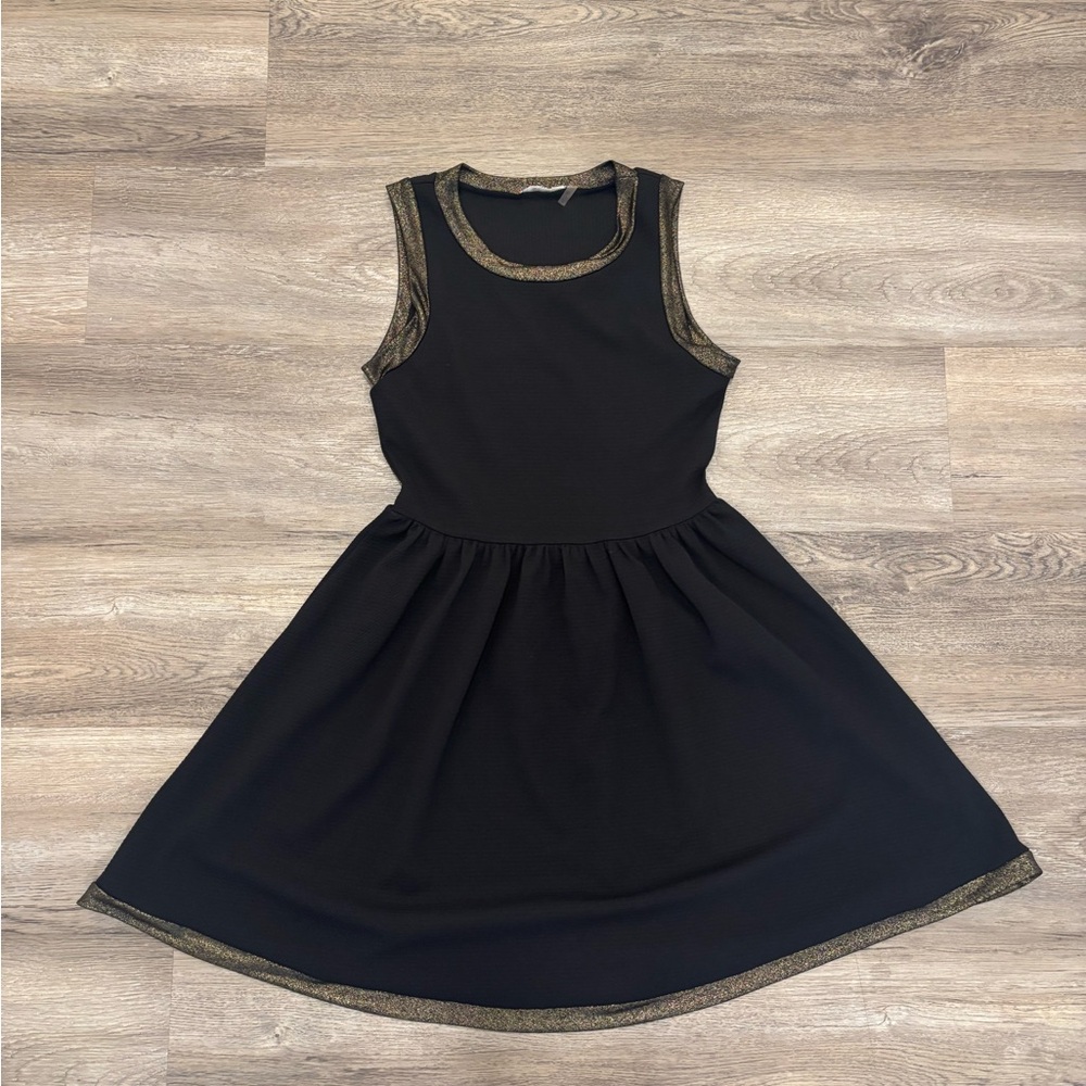 Black Dress with Gold Accents